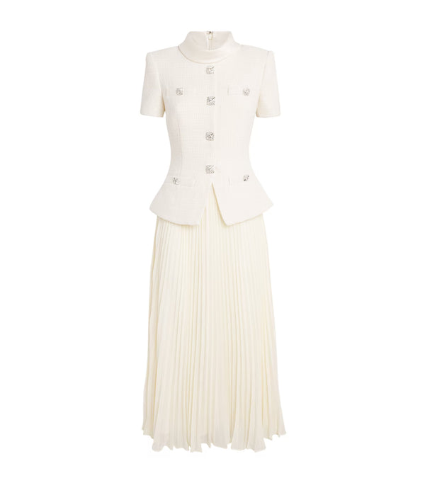 The Gallery Tweed Midi Dress – Beige-1 Skirt – Winteres