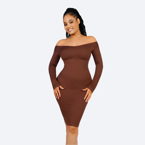 Long Sleeve Bodycon Shapewear Dress – Casual Slimming Wear Winteres