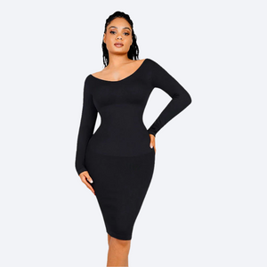 Long Sleeve Bodycon Shapewear Dress – Casual Slimming Wear Winteres