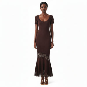 Lorena Lace-Trim Knit Maxi Dress
