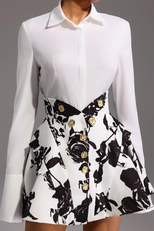 Set Two pieces Printing Skirt and Shirt Winteres