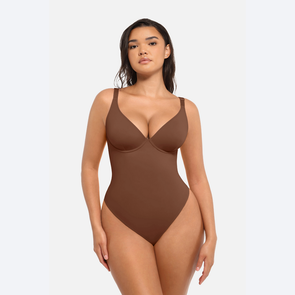Seamless V Neck Tummy Control Bodysuit Sculpting Winteres