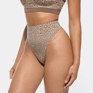 Leopard print bikini set on a plain background