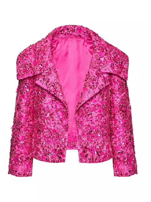 Pink sequin jacket on a white background