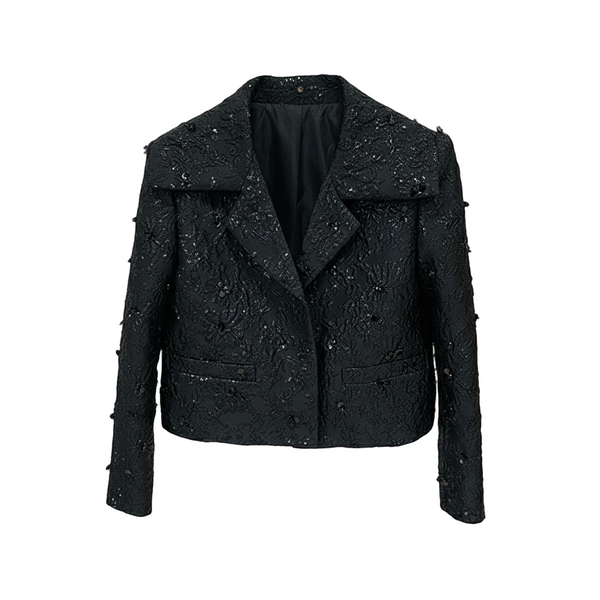 Black textured jacket on a white background