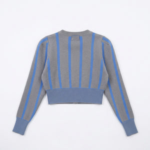 Stripe Jacquard Contrast Color Cardigan Winteres