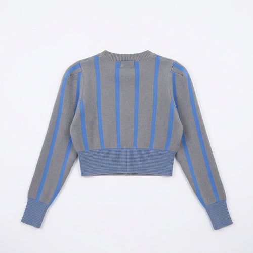 Stripe Jacquard Contrast Color Cardigan Winteres