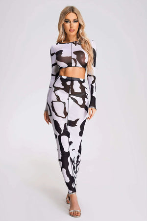 Top and Skirt Black White Two Piece Winteres