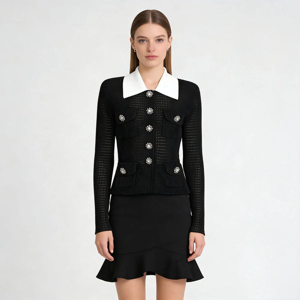 Jewel-Button Knit Cardigan