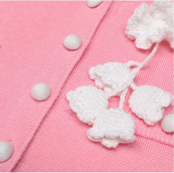 Flower Breasted O-neck Knit Cardigan & Pants Set Winteres