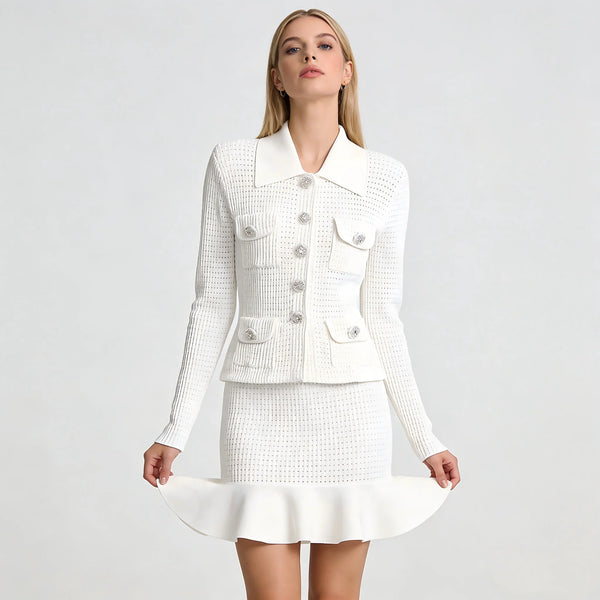 Jewel-Button Knit Cardigan