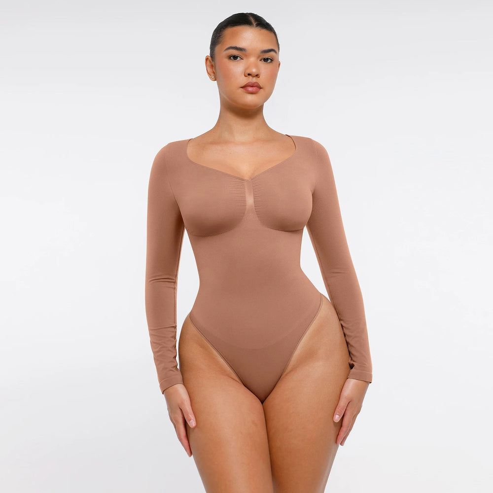 Seamless Tummy Control Bodysuit Shaping Thong Long Sleeve Winteres