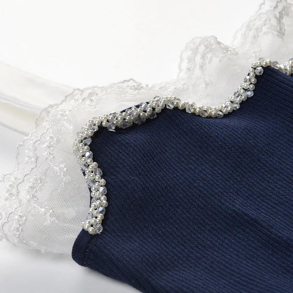 Ameliane Lace-Trim Knit Midi Dress | WINTERES