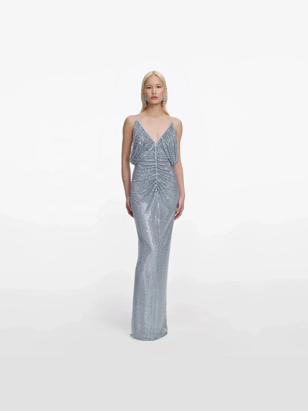 Ziraya Blue Diamond Backless Dress