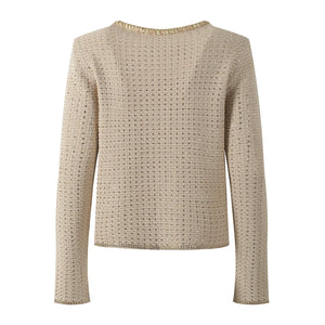 Beige textured sweater on a white background