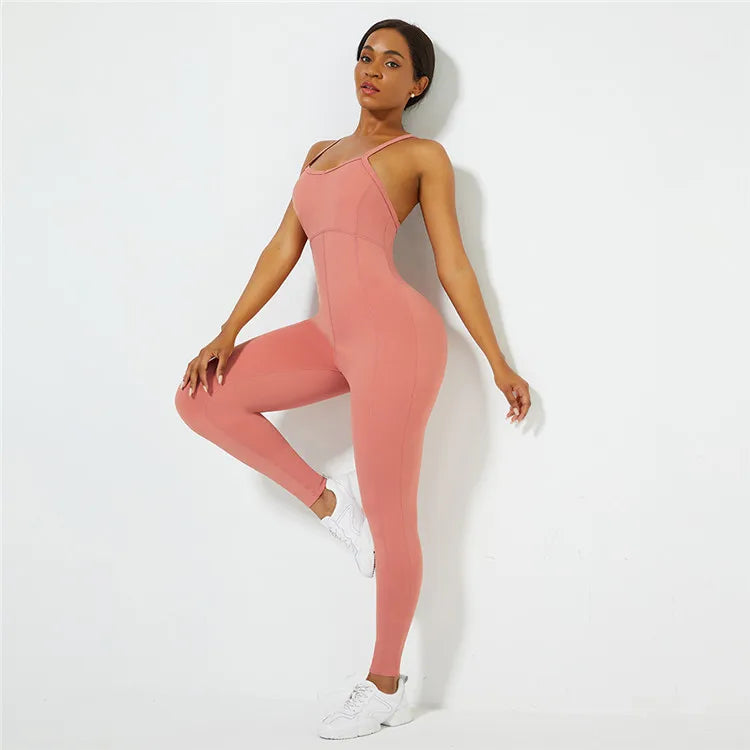 Cross Back Scrunch Butt Activewear Jumpsuit Winteres