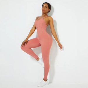 Cross Back Scrunch Butt Activewear Jumpsuit Winteres