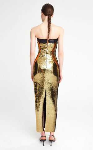Women Lady Elegant Evening Party Dinner Dresses Belt Off-shoulder Gold Sequin Dress Winteres