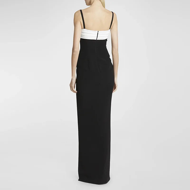 Wholesale Luxury Boutique Womens Clothing Black and White Womens Party Wear High Slit Bandage Dresses Long Gown Evening Dress Winteres