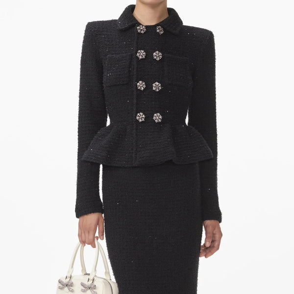 Sets Double-breasted Sequin Knit Top Patchwork Dress Winteres