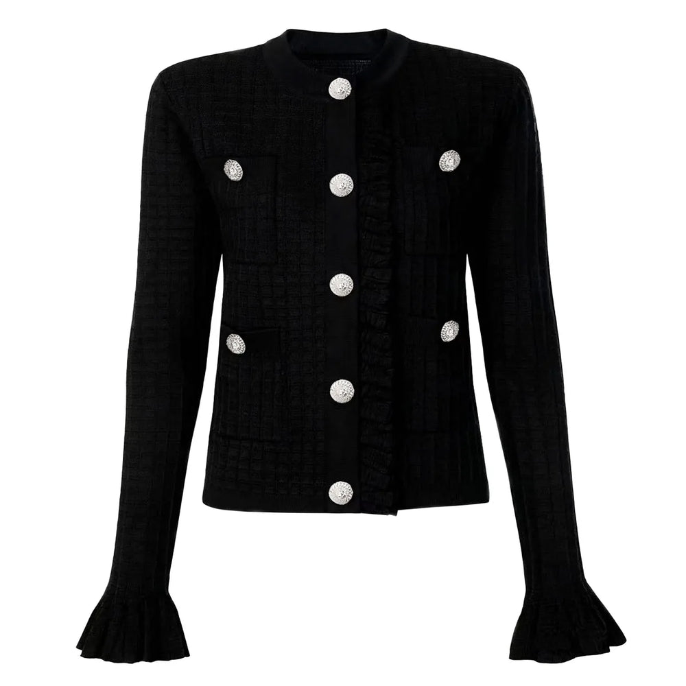 White jacket with silver buttons on a white background