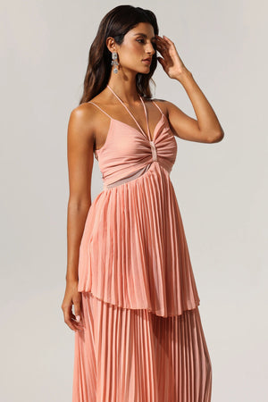 Glamour Teela Halter Folds Maxi Dress Winteres