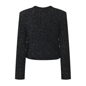 Black textured sweater on a white background