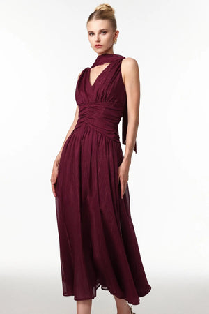 Women Chic IOkani Elegant Flowy V Neck Sleeveless Ruched Subtle Sh Ladies Bodycon Occassion Birthday Cocktail Prom Party Dresses Winteres