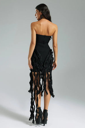 Verna Strapless Irregular Fringe Dress Winteres