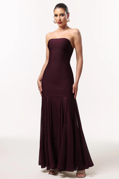 Women Chic IDellis Elegant Contour Strapless Pleated Bandage Maxi Ladies Bodycon Occassion Birthday Cocktail Prom Party Dresses.
