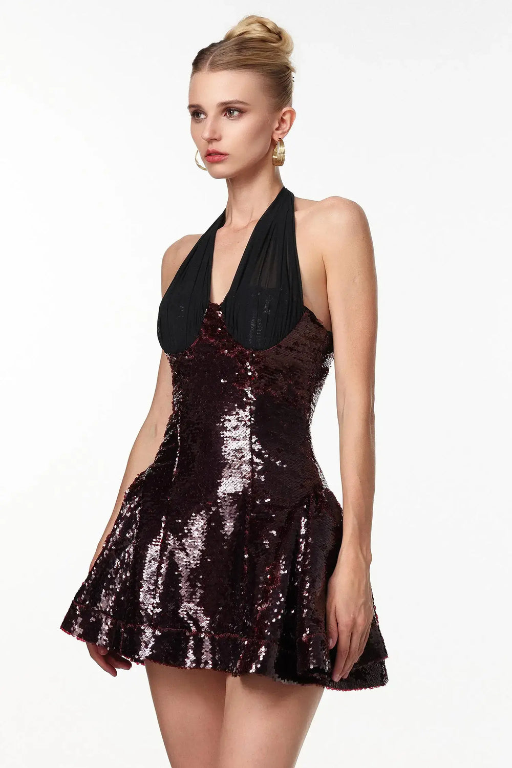 Women Chic ISexy Slimming Halter Sequin Mini Dress Ladies Bodycon Occassion Birthday Cocktail Prom Party Dresses