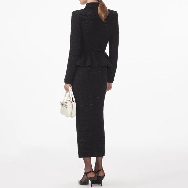 Sets Double-breasted Sequin Knit Top Patchwork Dress Winteres