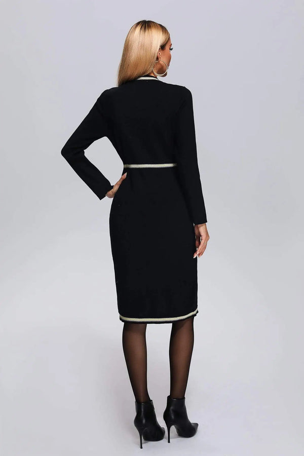 New Long Sleeve Fall Midi Casual Little Black Woman Winter Knit Autumn Midi Dress Winteres