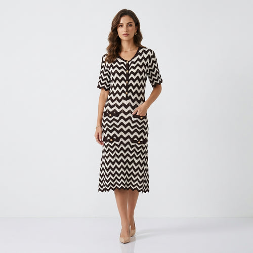 Maylis Chevron Knit Mini Dress | WINTERES