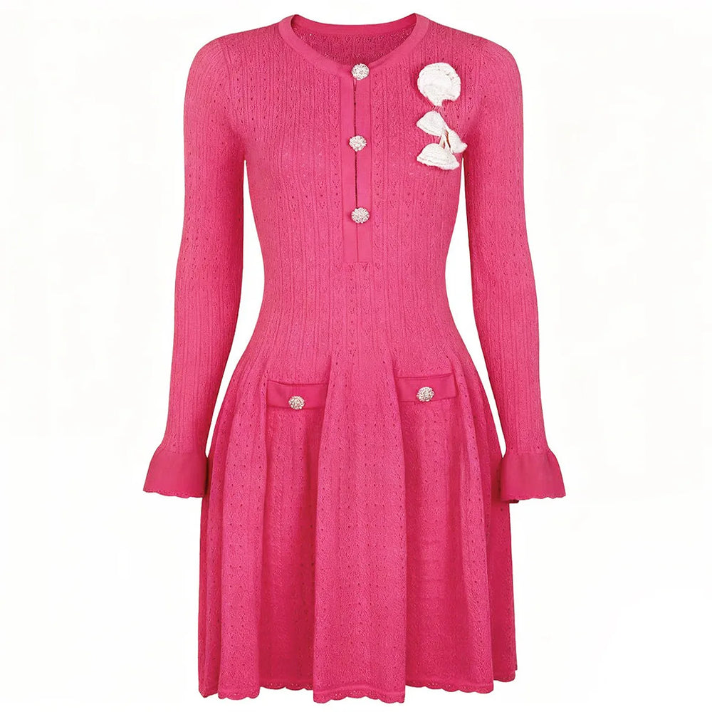 Freya Knit Mini Dress – Pink-Fuchsia Mini Dress – Winteres