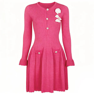 Freya Knit Mini Dress – Pink-Fuchsia Mini Dress – Winteres