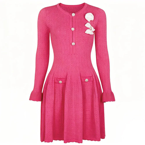 Freya Knit Mini Dress – Pink-Fuchsia Mini Dress – Winteres