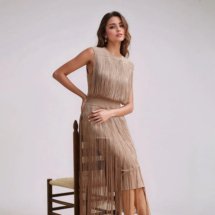 Umrane Fringed Midi Dress Winteres