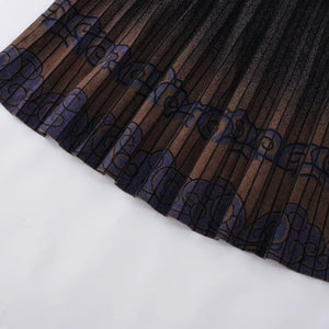 Pleated Jacquard Knit Midi Skirt