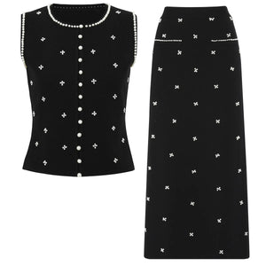 Beaded Knit Top & Skirt Set Winteres