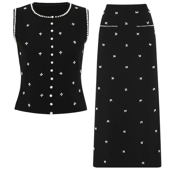 Beaded Knit Top & Skirt Set Winteres