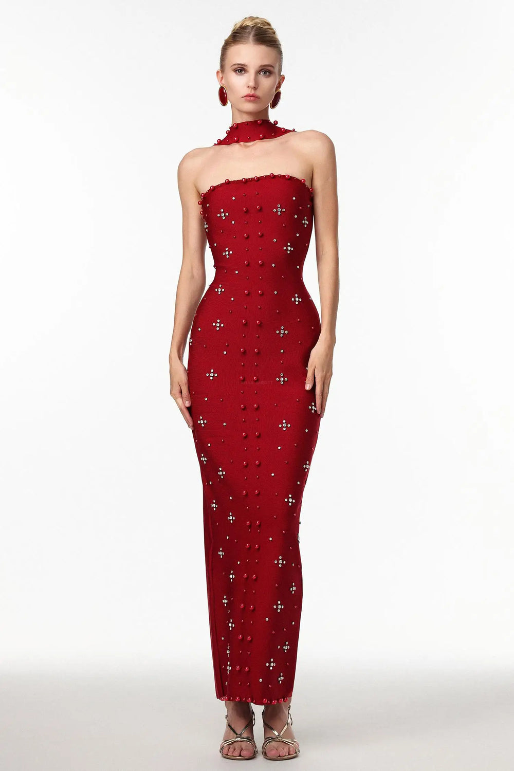 Women Chic INesya Sleeveless Pearl Wine Bandage Maxi Dress Ladies Bodycon Occassion Birthday Cocktail Prom Party Dresses – Winteres