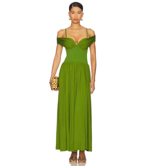 Bunny style pleated A-line long dress Winteres