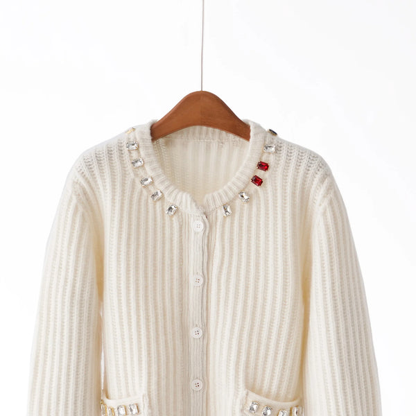 The "Diamond Heritage" Pure Wool Cardigan