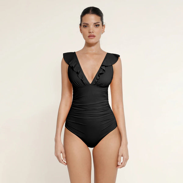 Lace-up bikini swimsuit with ruffles on the shoulders, shaping effect Winteres