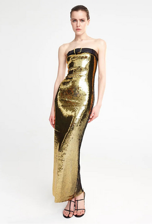 Women Lady Elegant Evening Party Dinner Dresses Belt Off-shoulder Gold Sequin Dress Winteres