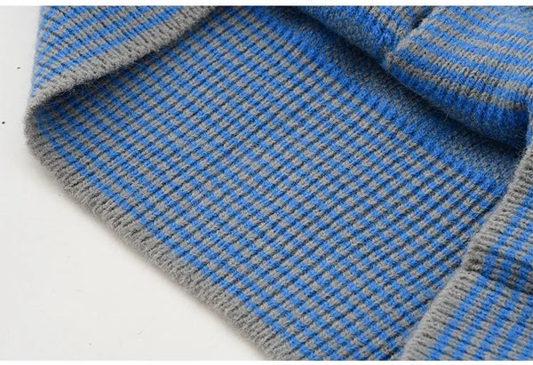 Stripe Jacquard Contrast Color Cardigan Winteres