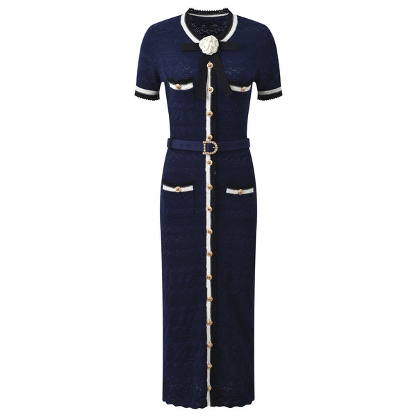 Annette Belted Knit Midi Dress | WINTERES