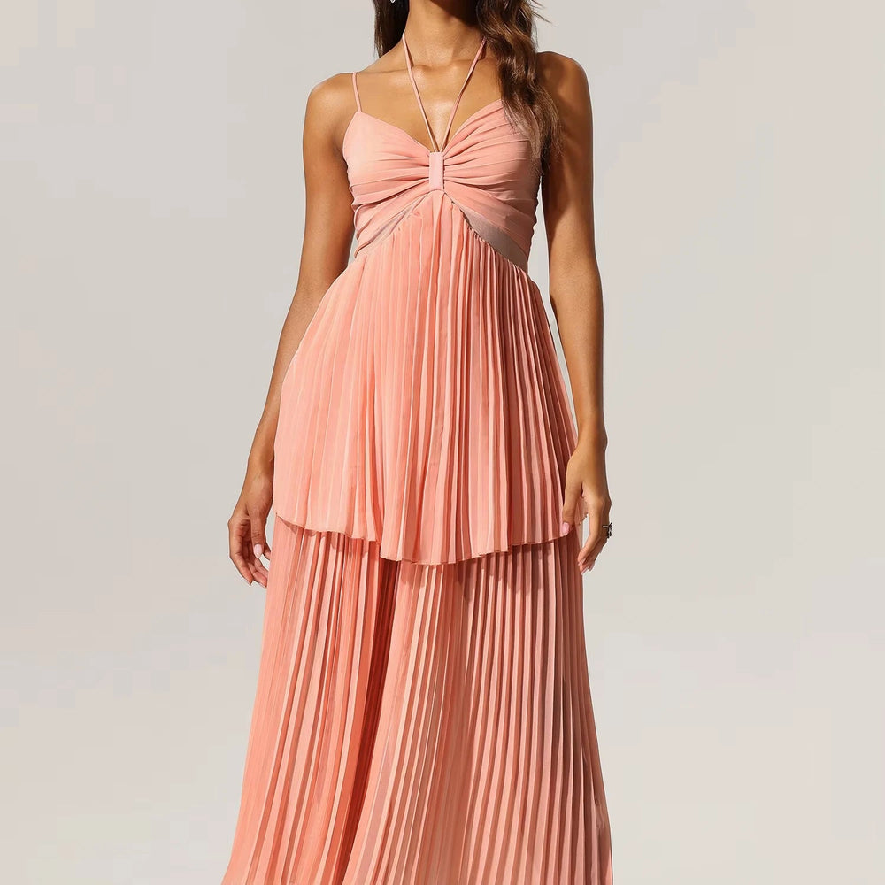 Glamour Teela Halter Folds Maxi Dress Winteres