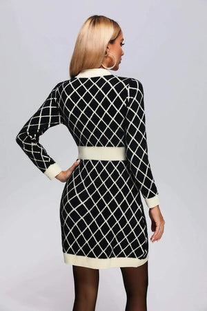 BEISHI High Quality Ladies Long Sleeve Plaid Knitted Sweater Dresses Women Winter Autumn Fall 2023 Winteres